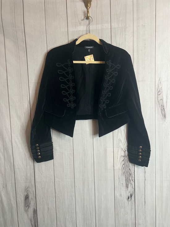 torrid Jackets & Blazers - torrid Black Velvet Military Cropped Blazer